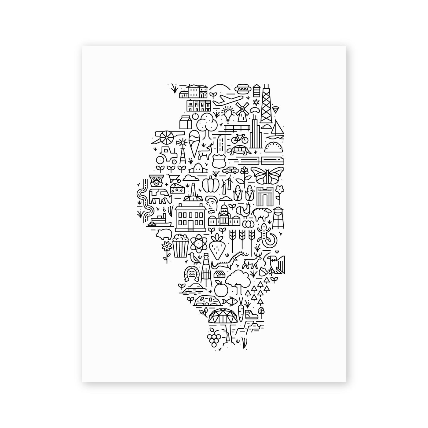 Illinois Map Art Print