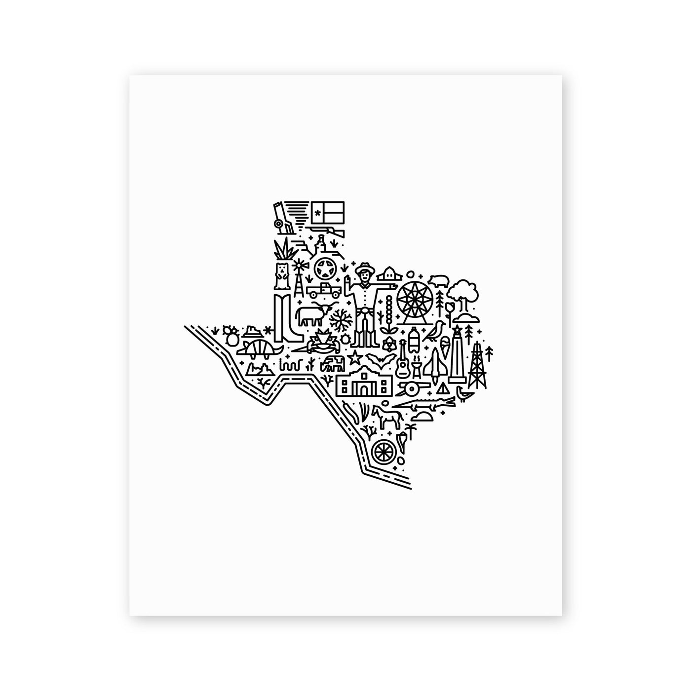 Texas Map Art Print