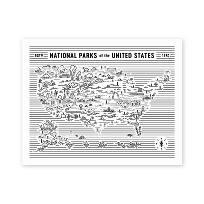National Parks Map Art Print