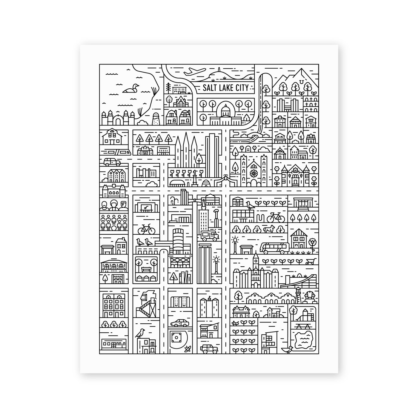 Salt Lake City Map Art Print