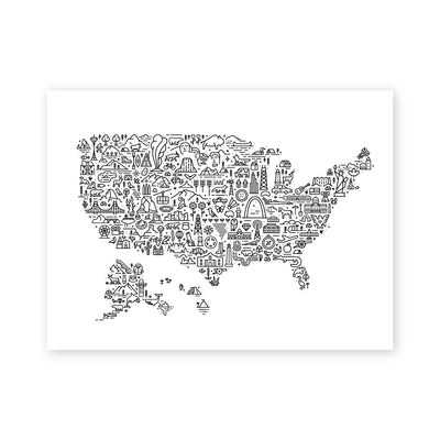 United States Map Screen Print